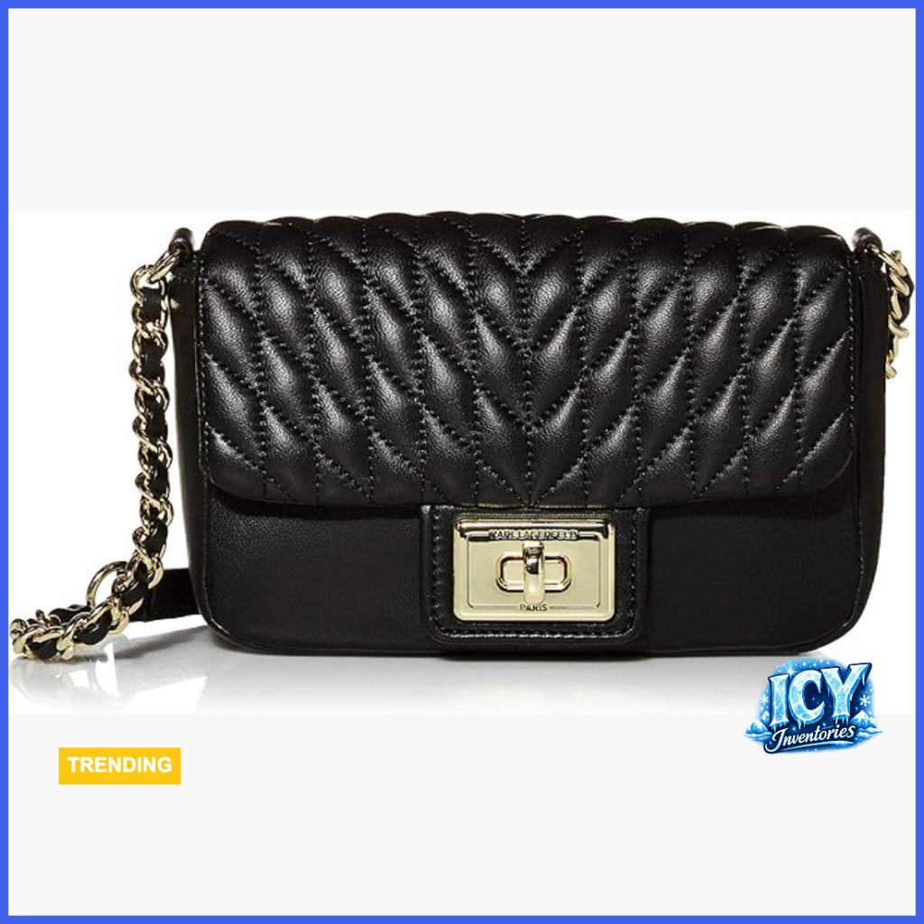 Leather Crossbody Bag With Chain Strap And Quilted Flap